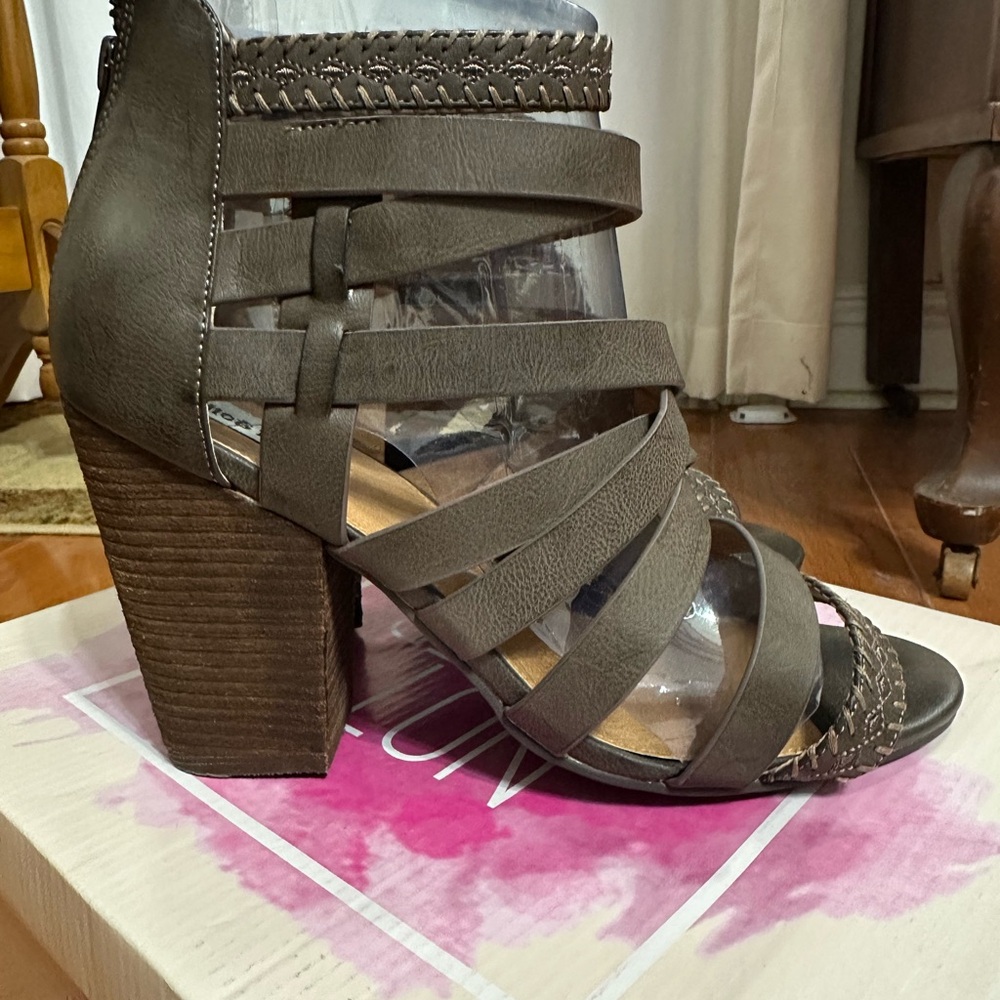 Not Rated Olive Green Braided Strappy Block Heel Sandals